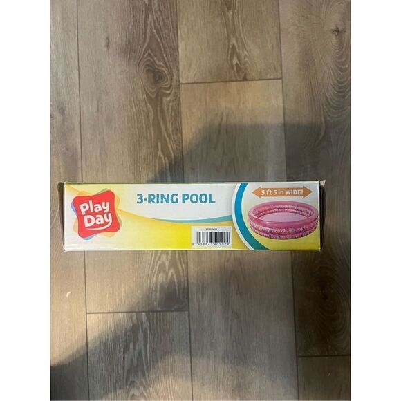 Play Day Kids Round Inflatable 3 Ring Kiddie Outdoor Pool Pink Pony Unicorn New - Picture 5 of 9